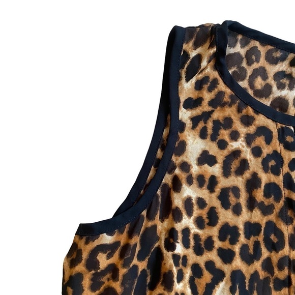 Express Sleeveless Brown Black Cheetah Animal Print Blouse XS - Picture 3 of 11